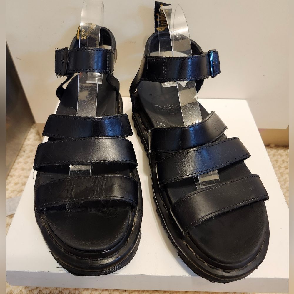 Doc Dr. Martens "Blaire" Black Leather Platform Strappy Sandals Sz.8/39 Ret.$140 - Picture 2 of 12